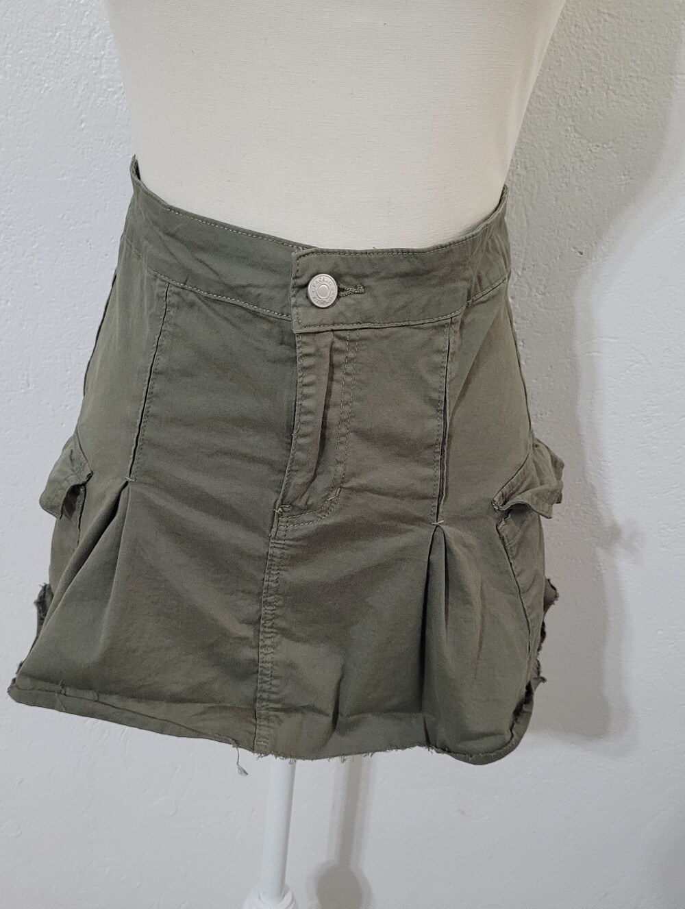 Pacsun High Waisted Cargo Micro Mini Skirt Olive Pockets Street Wear Utility Y2k